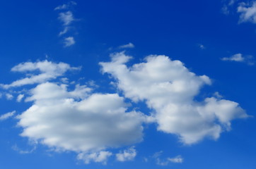 Aerial blue sky and fluffy clouds background