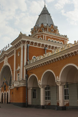 Fototapeta premium Beautiful building of the Central Railway Station in Chernihiv. Ukraine