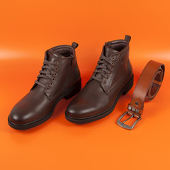 Mens fashion shoes, casual design on a orange background