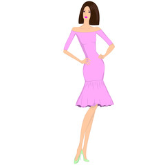 Obraz na płótnie Canvas beautiful lady in a trendy pink dress