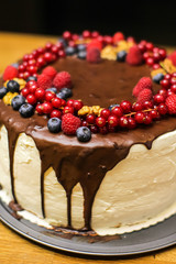 Strawberry cake for the birthday of everyone. The cake is the dessert of the day that made everyone happy. The cake is made with low sugar for healthy.