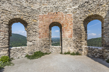 Inside of the medieval ruin of castle Moedling in Austria