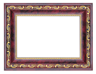 Purple picture frame with gilded pattern isolated on a white background