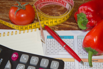 vegetables, tomato. The idea of healthy diet, dietary breakfast. Losing weight with the help of a...