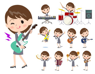 Gray suit business women_pop music