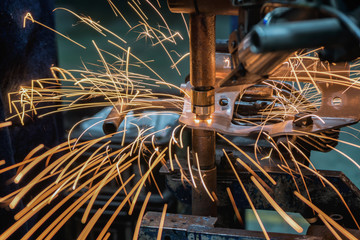 Auto spot welding machine is welding nut to automotive part