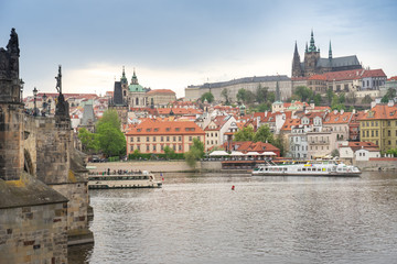 Fototapeta premium Prague, Czech Republic - April 24, 2018: Prague is the capital of the Czech Republic, the European state. Historical sights. Artistic style post processed photo.
