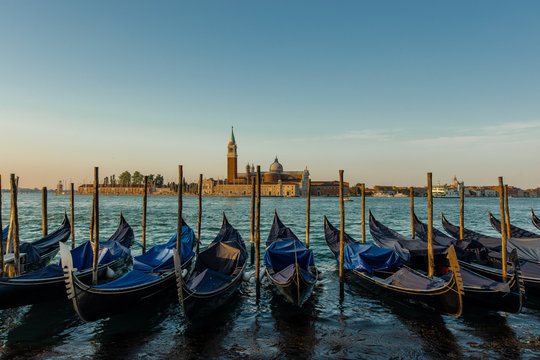Traditional Gondolas in St Marco in Venice