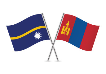 Nauru and Mongolia flags. Vector illustration.