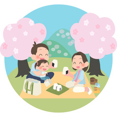 お花見を楽しむ家族