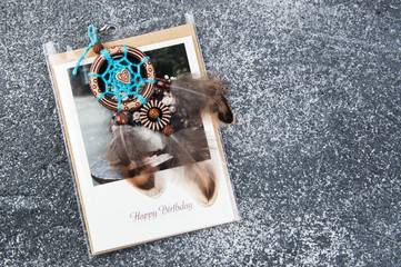Handmade dream catcher and greeting card