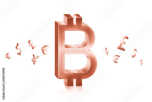 Rose Gold Metal Of Bit Coin Currency Symbols Forex Trading Concept Rose Gold Metal Of Bit Coin Currency Symbols Forex Trading Concept