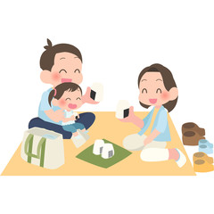 ピクニックを楽しむ家族