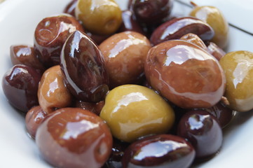 mix of Greek olives close-up