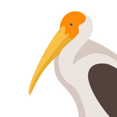 painted stork bird vector illustration flat style profile