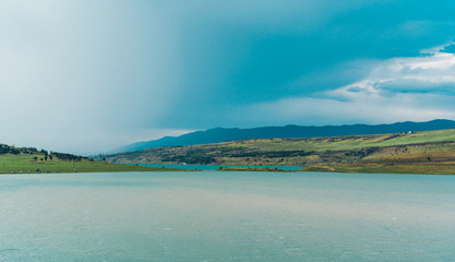 small lake in the city with beautiful view and contrast water