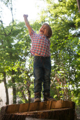 Winning child celebrating it.