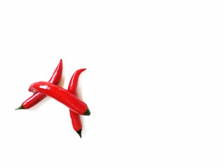 red hot pepper on white uniform background, isolate
