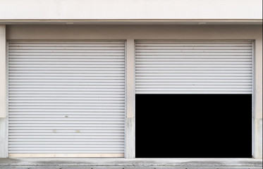 Fototapeta premium Garage with two entrances and open shutter