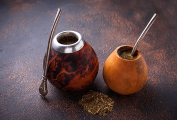 Yerba mate tea with calabash and bombilla
