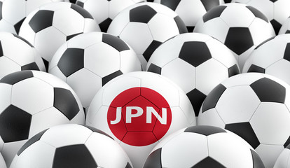 Soccer ball in Japans national colors. 3D Rendering