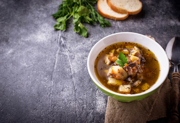 Vegetarian  soup with mushroom and vegetable 
