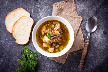 Vegetarian  soup with mushroom and vegetable 