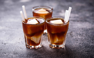 Iced coffee with frozen milk