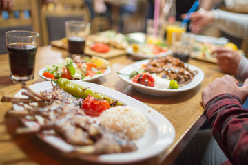 Braised Lamb Chops, traditional Middle Eastern food. Selective focus