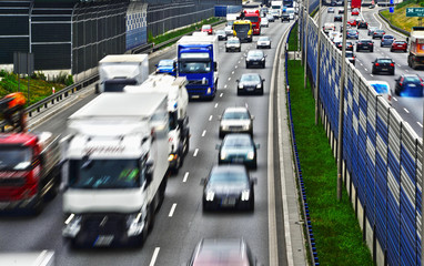 Fototapeta premium Six lane controlled-access highway in Warsaw, Poland