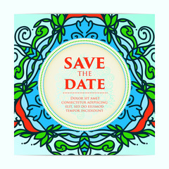 Obraz premium Vintage template design layout for Wedding invitation. Wedding invitation, thank you card, save the date cards, baby shower.