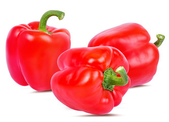 Fresh sweet pepper red bell isolated on white background with clipping path