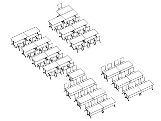 interior outline isometric office