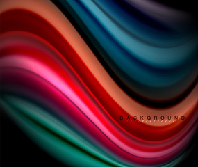 Fluid wavy multicolored lines on black