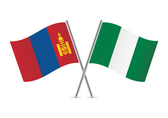 Mongolia and Nigeria flags. Vector illustration.