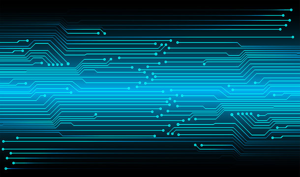 binary circuit board future technology, blue cyber security concept background, abstract hi speed digital internet. motion move blur. pixel vector