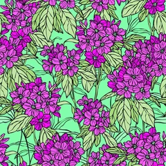 Fotobehang Floral seamless pattern. Flower background. Flourish ornamental summer wallpaper with flowers hydrangea. © polina21