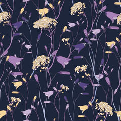 Small Violet Flower Seamless Vector Botanical Pattern