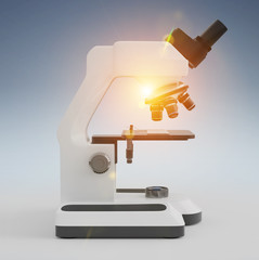Modern digital microscope 3D rendering