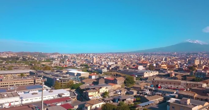 View of Militello in Val di Catania with Mount Etna in the background - Sicily, Southern Italy