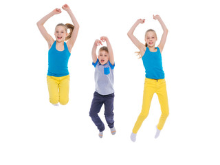 Fototapeta premium happy children jump
