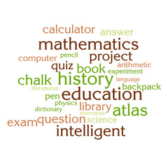 cloud of words list on the subject of school and education