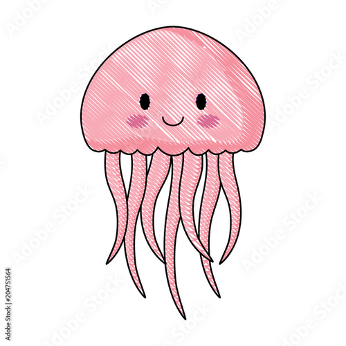 "cute jellyfish icon over white background, colorful design. vector