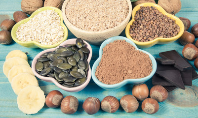 Products containing magnesium. Healthy food.