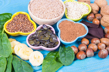 Products containing magnesium. Healthy food.