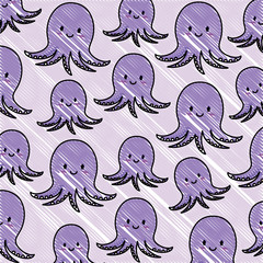 background of cute octopus pattern, vector illustration