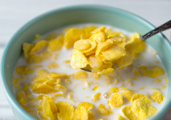 cornflakes with milk for Breakfast
