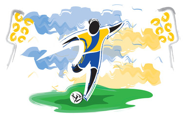 Football championship. Artistic figurative soccer character and watercolor feeling. 