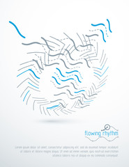 Abstract wavy lines rhythm pattern for use in graphic and web design. Vector technology flyer template.
