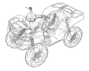 ATV quadbike concept outline. Vector